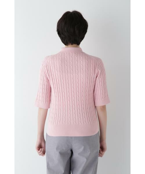 human woman / ヒューマンウーマン ニット・セーター | ◆コットンケーブル柄ポロニットプルオーバー | 詳細7