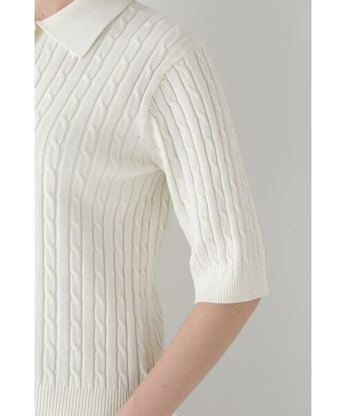 human woman / ヒューマンウーマン ニット・セーター | ◆コットンケーブル柄ポロニットプルオーバー | 詳細15