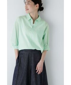 human woman / ヒューマンウーマン ◆ツイルワッシャーレースアップブラウス human woman(ヒューマン ウーマン)の◇ツイルワッシャーレース
