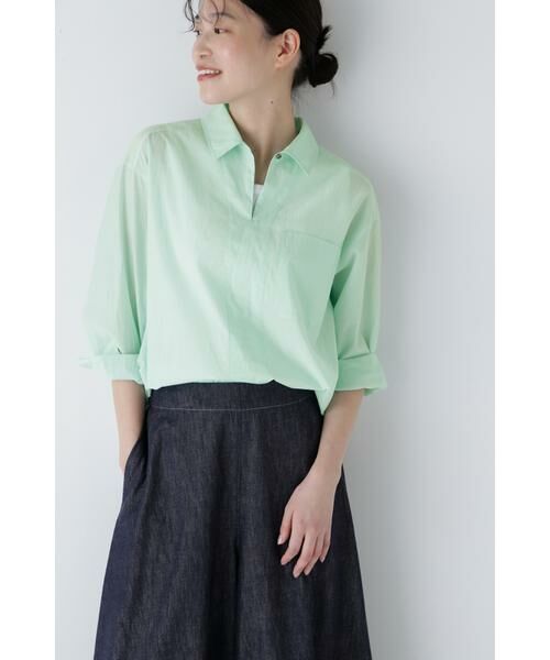 human woman/ヒューマンウーマン ◆エアリーコットンスキッパープルオーバー ミントグリーン M human woman/ヒューマンウーマン ◆エアリーコットンスキッパープルオーバー ミントグリーン M