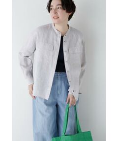 human woman / ヒューマンウーマン シャツ・ブラウス | ◆ハードマンリネンバンドカラーシャツブラウス