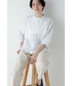 human woman / ヒューマンウーマン シャツ・ブラウス | ◆ドビーストライプブラウス