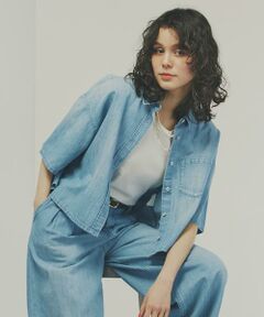 human woman / ヒューマンウーマン シャツ・ブラウス | ◆クロップド半袖デニムブラ