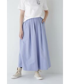 human woman / ヒューマンウーマン スカート | ◆コットンヘンプサテンボリュームボックスタックスカート