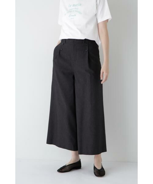 human woman/ヒューマンウーマン ◆コットンポリレーヨンリネンマリンパンツ チャコール1 LL human woman/ヒューマンウーマン ◆コットンポリレーヨンリネンマリンパンツ チャコール1 LL