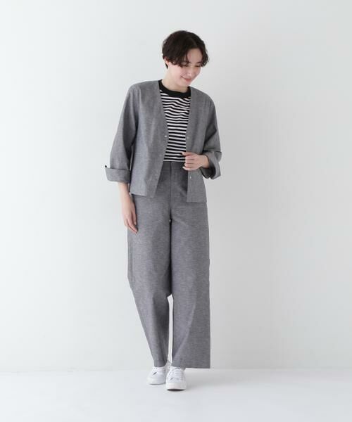 human woman / ヒューマンウーマン パンツ | ◆綿麻シャンブレーセミワイドパンツ | 詳細2