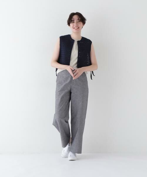 human woman / ヒューマンウーマン パンツ | ◆綿麻シャンブレーセミワイドパンツ | 詳細3