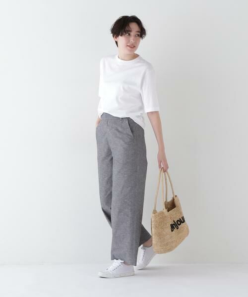 human woman / ヒューマンウーマン パンツ | ◆綿麻シャンブレーセミワイドパンツ | 詳細4