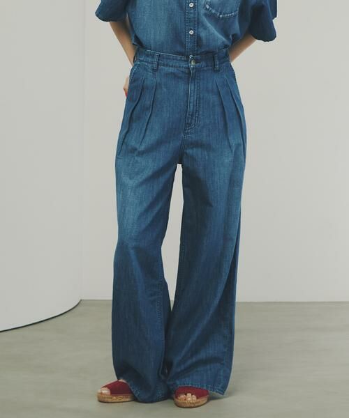 human woman/ヒューマンウーマン ◆タックワイドデニムパンツ Mid Used S human woman/ヒューマンウーマン ◆タックワイドデニムパンツ Mid Used S