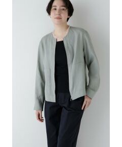 human woman / ヒューマンウーマン ブルゾン | ◆ハードマンリネンノーカラージップブルゾン