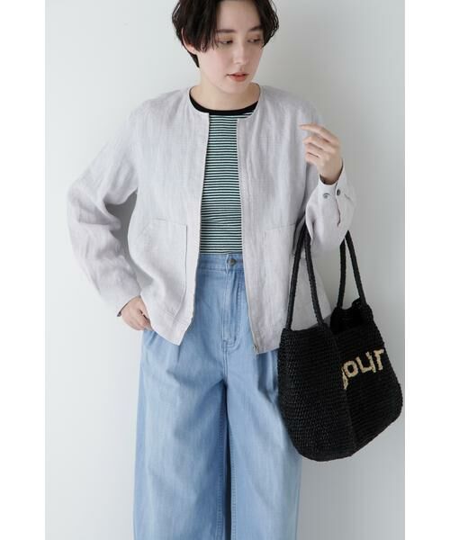 良品✨ ゴーシュ リネン ノーカラー ジップ ブルゾン 日本製 黒 良品✨ ゴーシュ リネン ノーカラー ジップ ブルゾン 日本製 黒