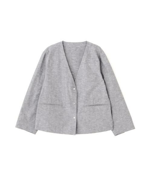 human woman / ヒューマンウーマン ブルゾン | ◆綿麻シャンブレーVネックブルゾン | 詳細1