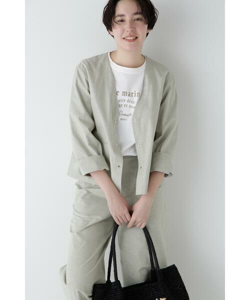 human woman / ヒューマンウーマン ブルゾン | ◆綿麻シャンブレーVネックブルゾン | 詳細7