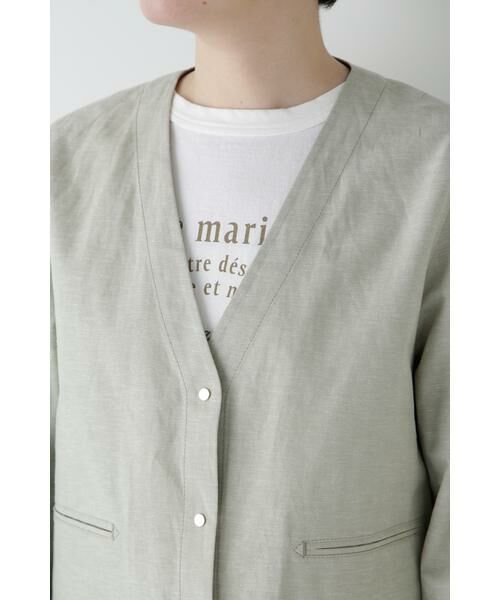 human woman / ヒューマンウーマン ブルゾン | ◆綿麻シャンブレーVネックブルゾン | 詳細13