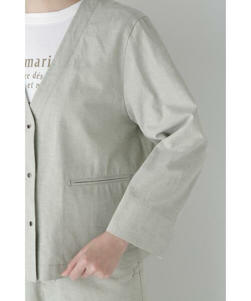 human woman / ヒューマンウーマン ブルゾン | ◆綿麻シャンブレーVネックブルゾン | 詳細14