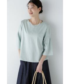 human woman / ヒューマンウーマン カットソー | ◆ジャガードストライプジャージーＶネックプルオーバー