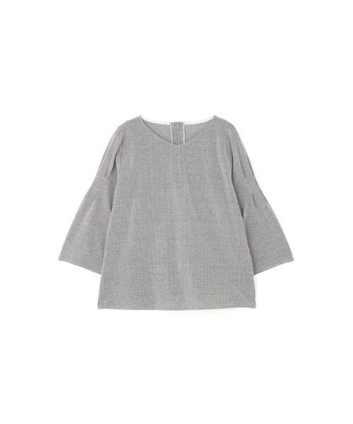 human woman / ヒューマンウーマン カットソー | ◆ジャガードストライプジャージーＶネックプルオーバー | 詳細1