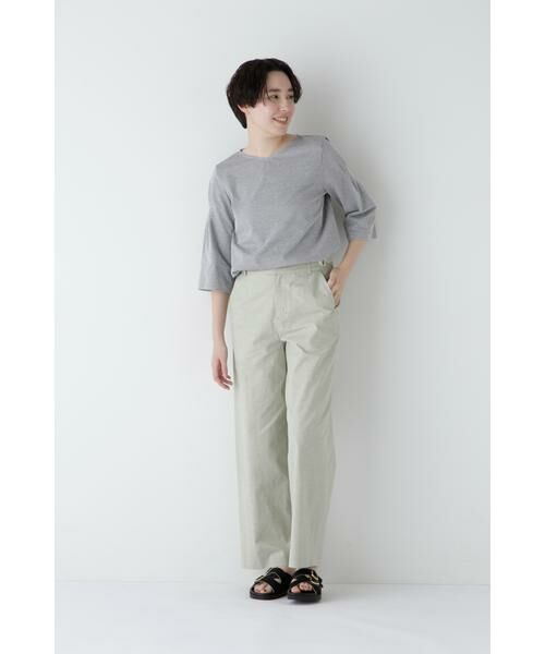 human woman / ヒューマンウーマン カットソー | ◆ジャガードストライプジャージーＶネックプルオーバー | 詳細2