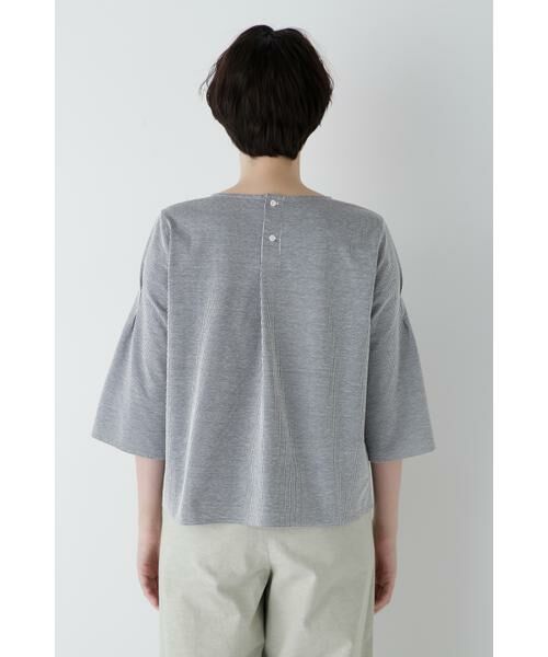 human woman / ヒューマンウーマン カットソー | ◆ジャガードストライプジャージーＶネックプルオーバー | 詳細6