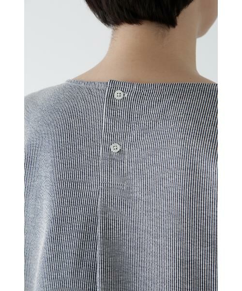 human woman / ヒューマンウーマン カットソー | ◆ジャガードストライプジャージーＶネックプルオーバー | 詳細9
