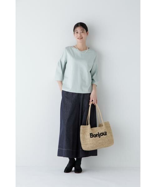 human woman / ヒューマンウーマン カットソー | ◆ジャガードストライプジャージーＶネックプルオーバー | 詳細12