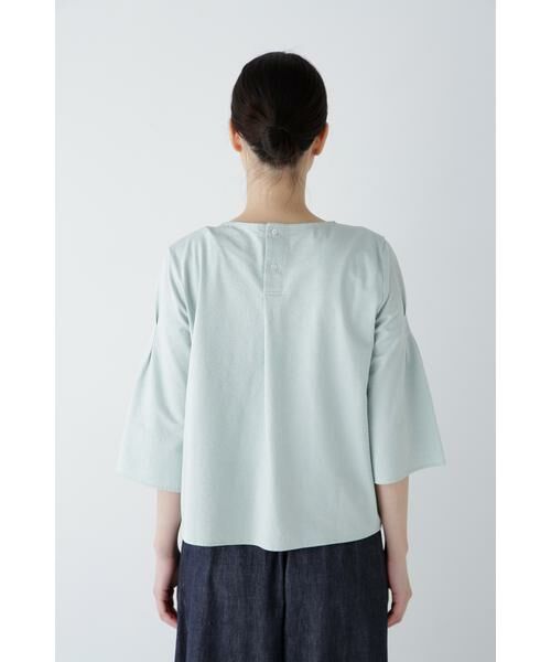 human woman / ヒューマンウーマン カットソー | ◆ジャガードストライプジャージーＶネックプルオーバー | 詳細14