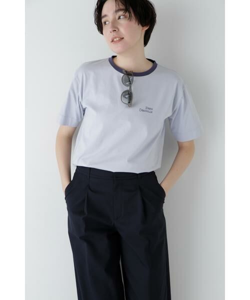 human woman/ヒューマンウーマン ◆シルケット天竺Tシャツ ライトブルー M human woman/ヒューマンウーマン ◆シルケット天竺Tシャツ ライトブルー M