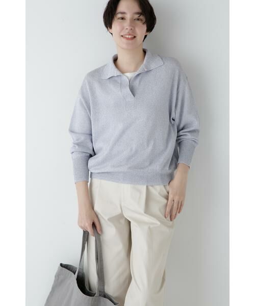 human woman/ヒューマンウーマン ◆ペーパーヤーンセーラーカラートップス パープル M human woman/ヒューマンウーマン ◆ペーパーヤーンセーラーカラートップス パープル M