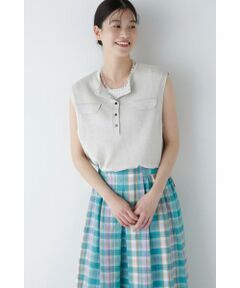 human woman / ヒューマンウーマン ニット・セーター | 【ウォッシャブル】ペーパーヤーンヘンリネックベスト