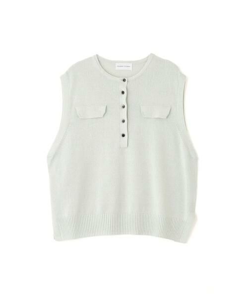 human woman / ヒューマンウーマン ニット・セーター | 【ウォッシャブル】ペーパーヤーンヘンリネックベスト | 詳細1