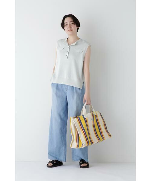 human woman / ヒューマンウーマン ニット・セーター | 【ウォッシャブル】ペーパーヤーンヘンリネックベスト | 詳細3