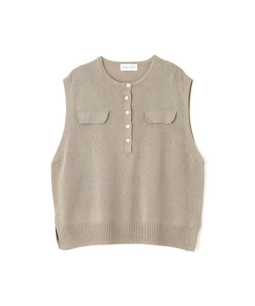 human woman / ヒューマンウーマン ニット・セーター | 【ウォッシャブル】ペーパーヤーンヘンリネックベスト | 詳細7