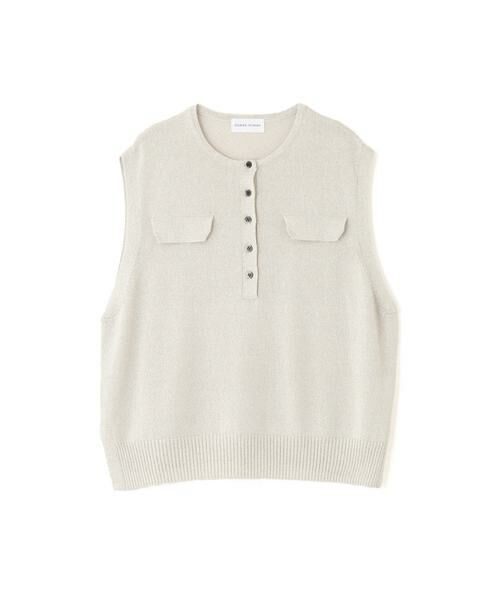 human woman / ヒューマンウーマン ニット・セーター | 【ウォッシャブル】ペーパーヤーンヘンリネックベスト | 詳細12