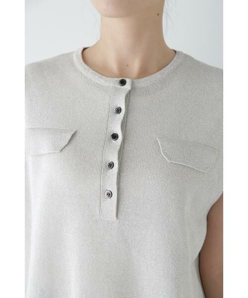 human woman / ヒューマンウーマン ニット・セーター | 【ウォッシャブル】ペーパーヤーンヘンリネックベスト | 詳細20