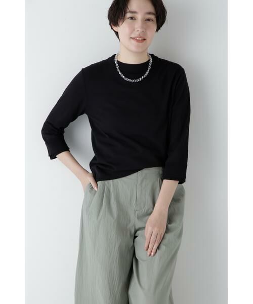 human woman/ヒューマンウーマン ◆コットン混UVカットモックネックプルオーバー ネイビー M human woman/ヒューマンウーマン ◆コットン混UVカットモックネックプルオーバー ネイビー M