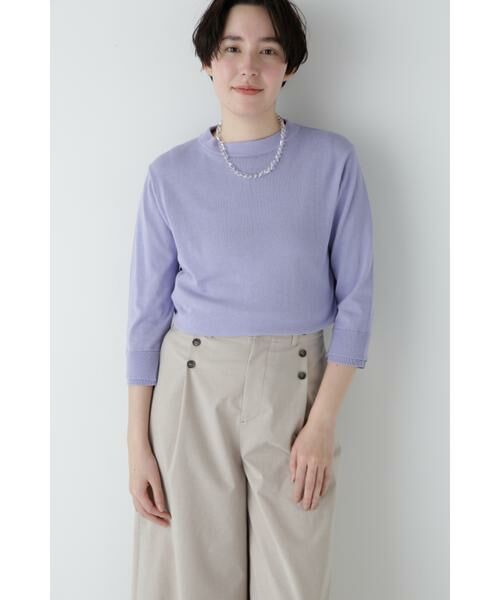 human woman/ヒューマンウーマン ◆コットン混UVカットモックネックプルオーバー ラベンダー M human woman/ヒューマンウーマン ◆コットン混UVカットモックネックプルオーバー ラベンダー M