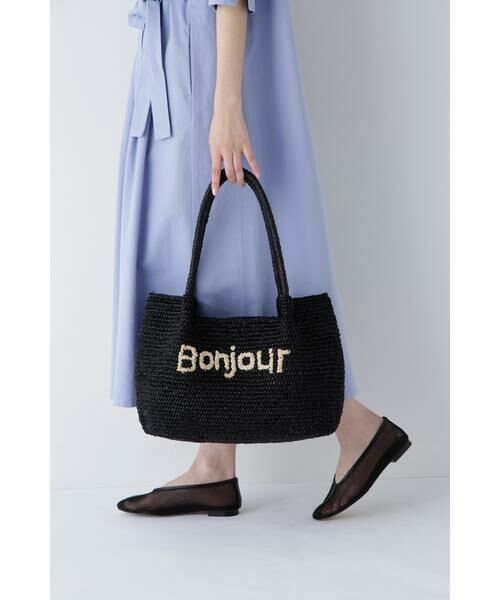 human woman/ヒューマンウーマン ◆Bonjourラフィアバッグ ブラック×アイボリー - human woman/ヒューマンウーマン ◆Bonjourラフィアバッグ ブラック×アイボリー -