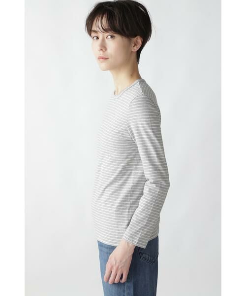 human woman / ヒューマンウーマン カットソー | ＯＴ　ラフィボーダー長袖Ｔ | 詳細2