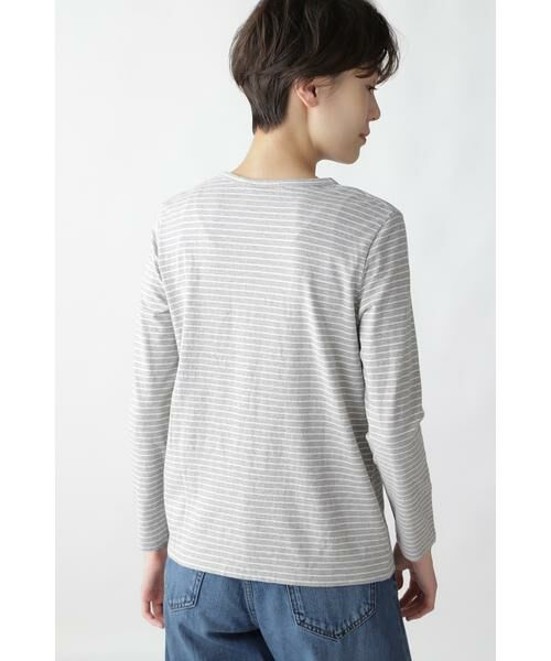 human woman / ヒューマンウーマン カットソー | ＯＴ　ラフィボーダー長袖Ｔ | 詳細3