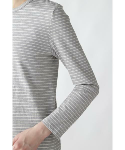 human woman / ヒューマンウーマン カットソー | ＯＴ　ラフィボーダー長袖Ｔ | 詳細5