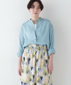 human woman / ヒューマンウーマン シャツ・ブラウス | ◆ラミーバンドカラーシャツブラウス