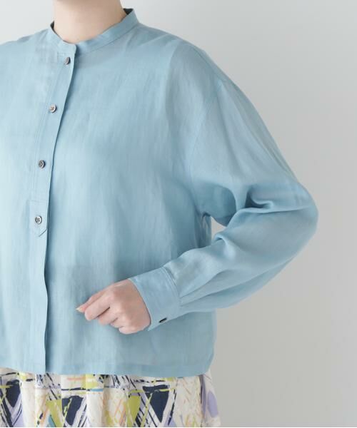 human woman / ヒューマンウーマン シャツ・ブラウス | ◆ラミーバンドカラーシャツブラウス | 詳細8