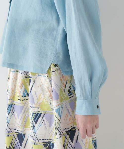 human woman / ヒューマンウーマン シャツ・ブラウス | ◆ラミーバンドカラーシャツブラウス | 詳細9