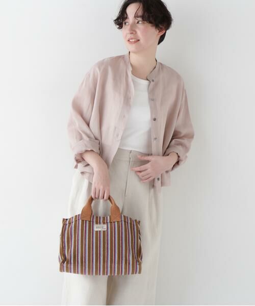 human woman/ヒューマンウーマン ◆ラミーバンドカラーシャツブラウス ピンク M human woman/ヒューマンウーマン ◆ラミーバンドカラーシャツブラウス ピンク M