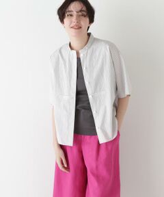 human woman / ヒューマンウーマン シャツ・ブラウス | ◆ストライプローンカレンダードルマンボザムシャツ