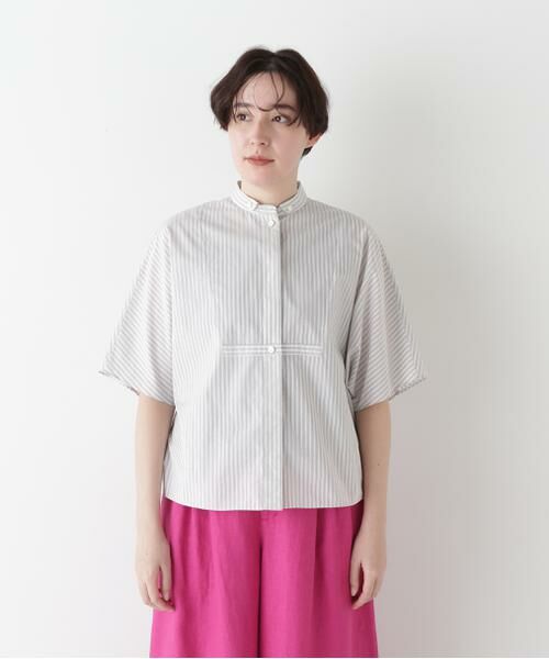 human woman / ヒューマンウーマン シャツ・ブラウス | ◆ストライプローンカレンダードルマンボザムシャツ | 詳細14