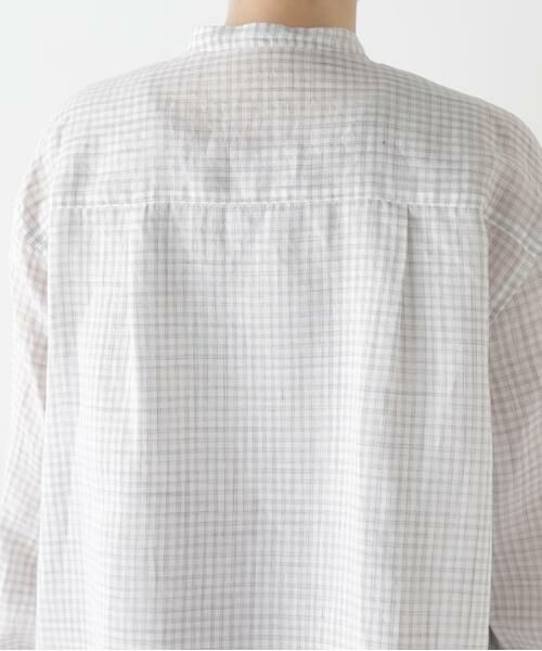 human woman / ヒューマンウーマン シャツ・ブラウス | ◆ラミーバンドカラーギンガムシャツブラウス | 詳細10