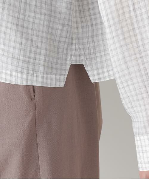 human woman / ヒューマンウーマン シャツ・ブラウス | ◆ラミーバンドカラーギンガムシャツブラウス | 詳細9