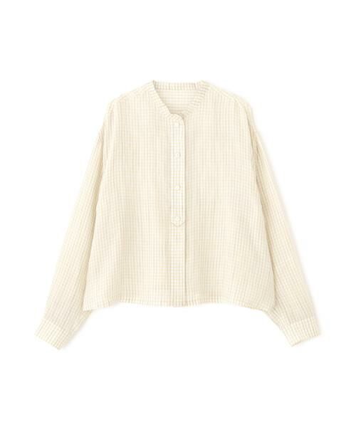 human woman / ヒューマンウーマン シャツ・ブラウス | ◆ラミーバンドカラーギンガムシャツブラウス | 詳細12