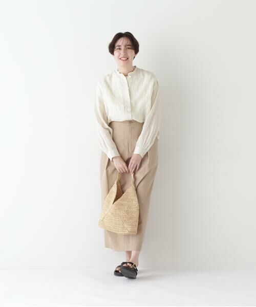 human woman / ヒューマンウーマン シャツ・ブラウス | ◆ラミーバンドカラーギンガムシャツブラウス | 詳細13